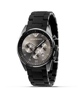 Emporio Armani Black Rubber Wrapped Bracelet Watch, 43 mm