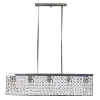Globe Electric 32 in. 5 Light Chrome Linear Caged Crystal Pendant with Shade 65165
