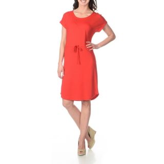 Lennie for Nina Leonard Womens Mandarin Red Drawstring Dress
