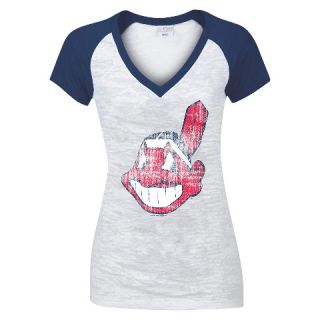 Cleveland Indians Womens T Shirt White/Navy
