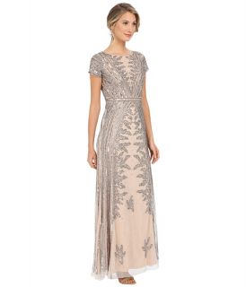 Adrianna Papell Long Beaded Gown w/ Cap Sleeve