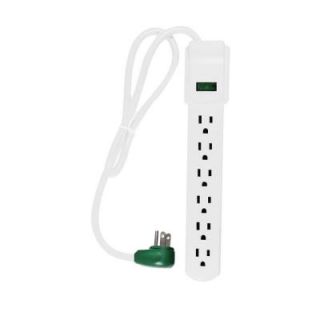 Power By Go Green 6 Outlet Surge Protect with 3 ft. Heavy Duty Cord, White GG 16103MS
