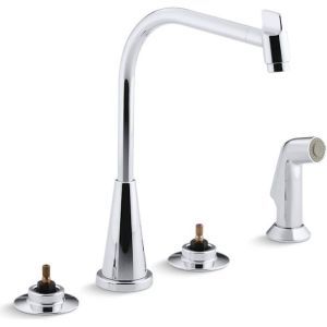 Kohler Faucet K 7779 K CP Triton Polished Chrome  Two Handle with Sidespray Kitchen Faucets