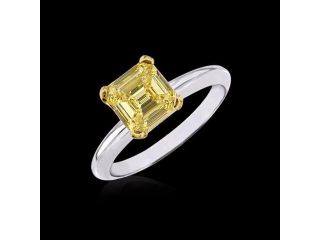 1 ct. Asscher cut yellow canary diamond solitaire engagement band ring