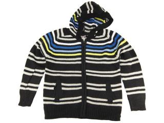 Urban Extreme Little Boys' Long Sleeve Warm Striped Cardigan Sweater, Black, 5/6