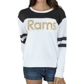 Los Angeles Rams Junk Food Womens Champion Color Blocked Crew Fleece Sweatshirt   White