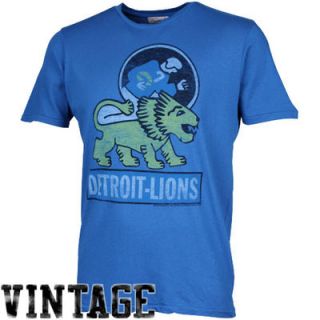 Junk Food Detroit Lions Retro Vintage Crew Premium T Shirt   Light Blue