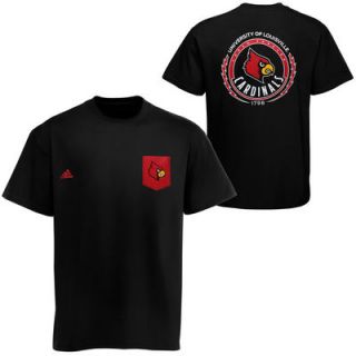 adidas Louisville Cardinals Pocket Shield T Shirt   Black