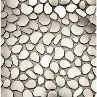 Splashback Tile Corrie Pavestone 12 in. x 12 in. x 8 mm Polished Brushed Silver Metal Mosaic Tile CRIPAVMTL