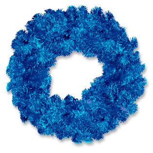 National Tree Company 24In Unlit Blue Tinsel Wreath   Seasonal
