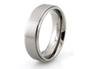 Classic Titanium Ring w/ Step Down Edge & Brusched Center