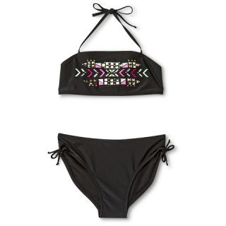 Girls 2 Piece Studded Bandeau Halter Bikini Set