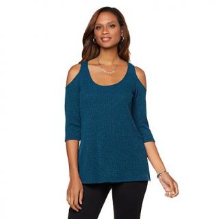 Slinky® Brand Cold Shoulder Sweater Tunic with Side Zippers   8199095