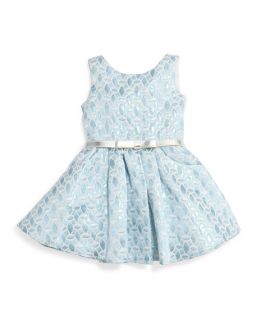 Zoe Sleeveless Jacquard Circle Dress, Blue, Size 2 6X