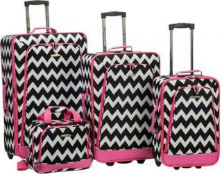 Rockland 4 Piece Luggage Set F106   Pink Chevron    & Exchanges